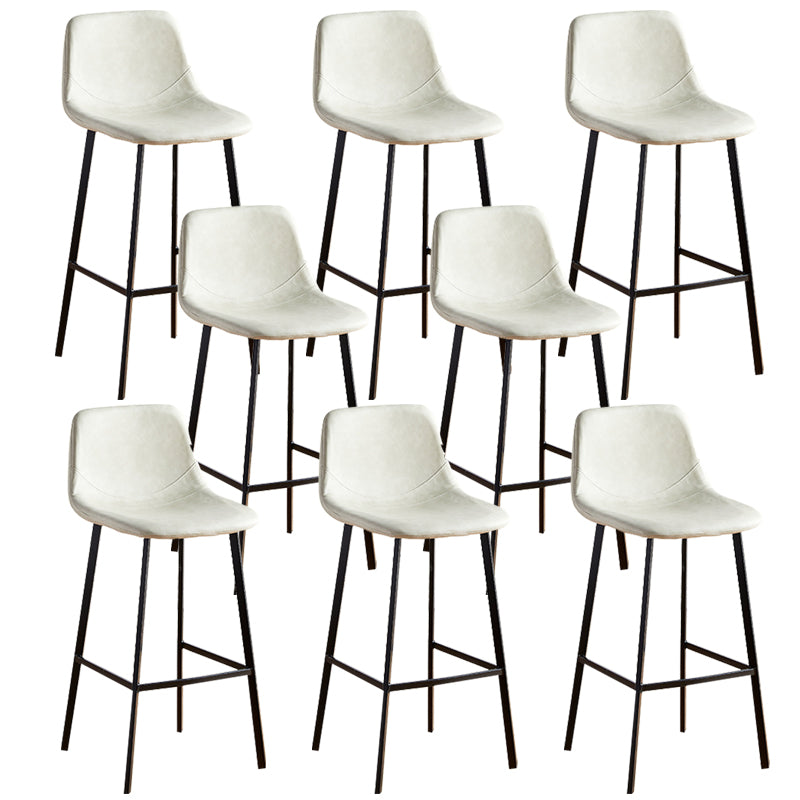 Faux Leather Armless Counter Stool Modern Style Low Back Bar Stool for Indoor