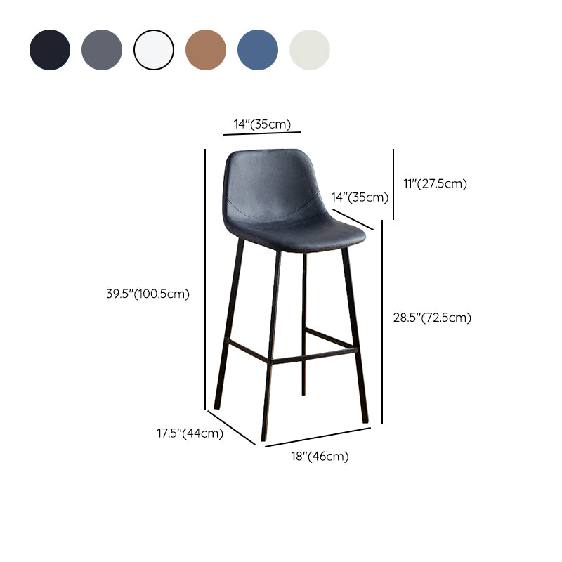 Faux Leather Armless Counter Stool Modern Style Low Back Bar Stool for Indoor