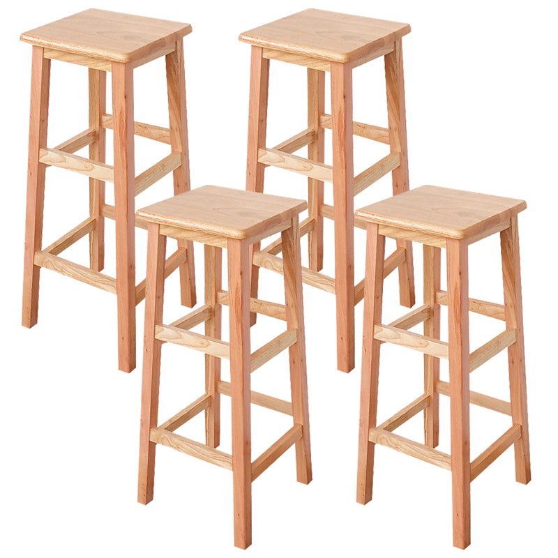 Square Backless Solid Wood Bar Chair Industrial Wooden Chair with 4 Legs