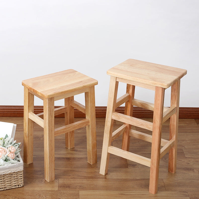 Square Backless Solid Wood Bar Chair Industrial Wooden Chair with 4 Legs