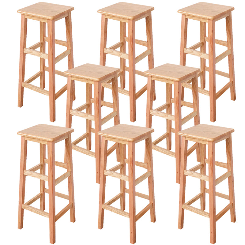 Square Backless Solid Wood Bar Chair Industrial Wooden Chair with 4 Legs