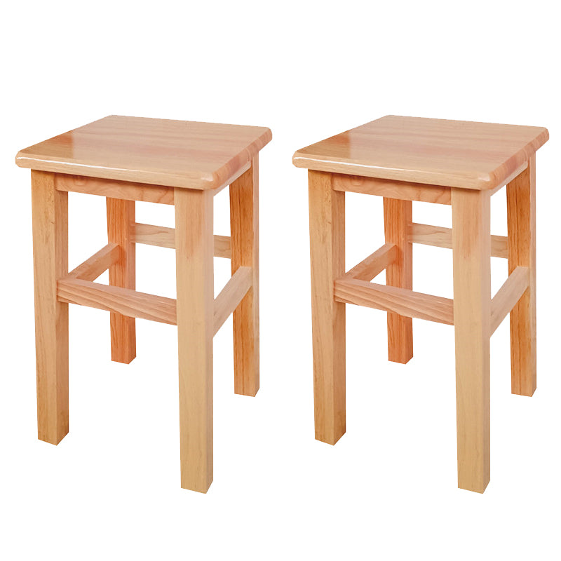 Square Backless Solid Wood Bar Chair Industrial Wooden Chair with 4 Legs