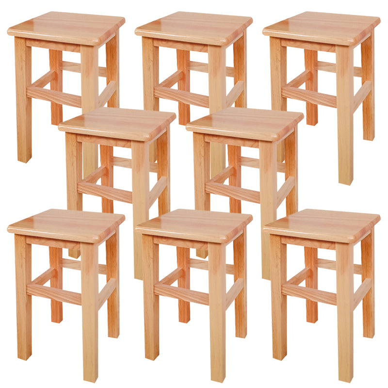 Square Backless Solid Wood Bar Chair Industrial Wooden Chair with 4 Legs