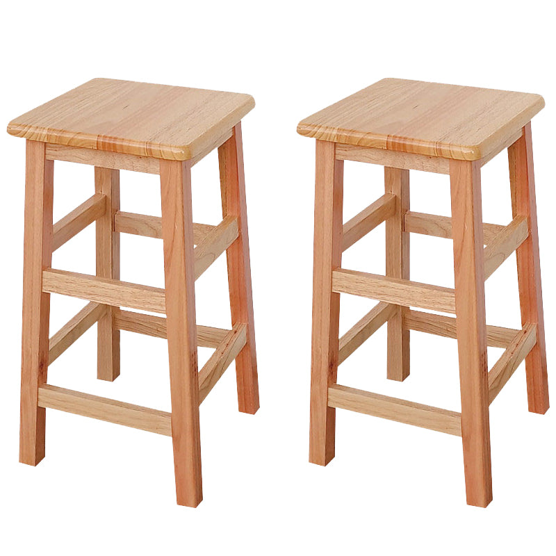 Square Backless Solid Wood Bar Chair Industrial Wooden Chair with 4 Legs