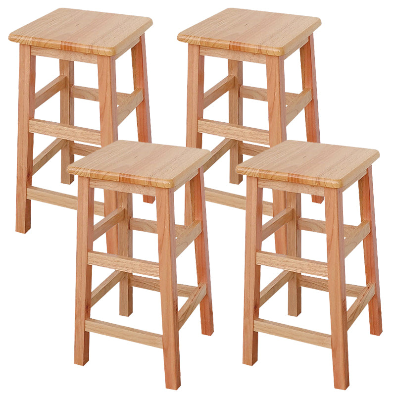 Square Backless Solid Wood Bar Chair Industrial Wooden Chair with 4 Legs