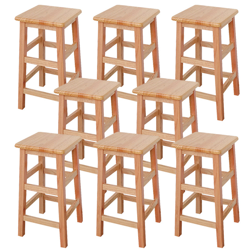 Square Backless Solid Wood Bar Chair Industrial Wooden Chair with 4 Legs