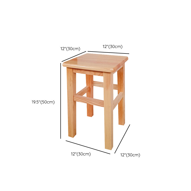 Square Backless Solid Wood Bar Chair Industrial Wooden Chair with 4 Legs