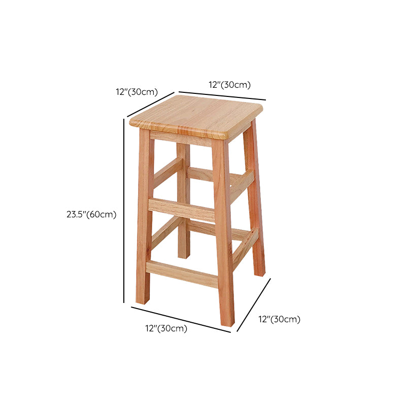 Square Backless Solid Wood Bar Chair Industrial Wooden Chair with 4 Legs