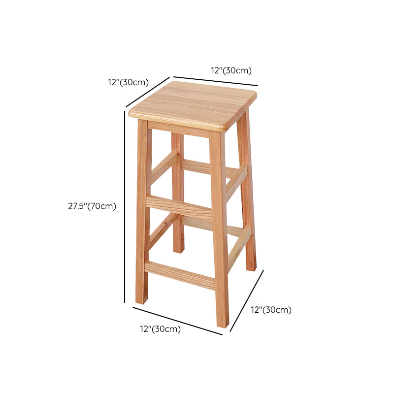 Square Backless Solid Wood Bar Chair Industrial Wooden Chair with 4 Legs