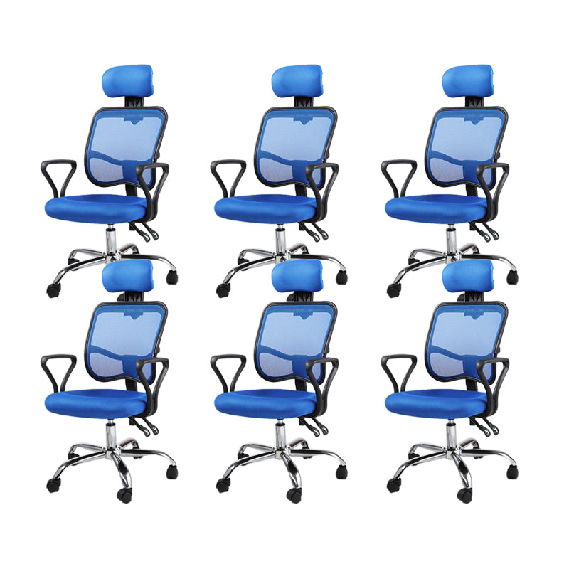 Modern Adjustable Seat Height Office Chair Fixed Arms Swivel Chair