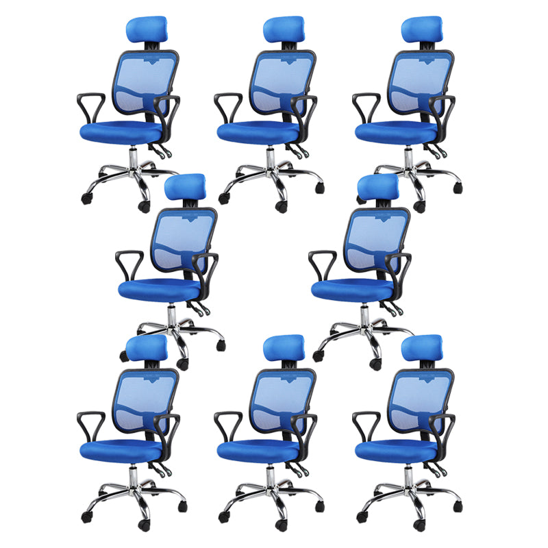 Modern Adjustable Seat Height Office Chair Fixed Arms Swivel Chair