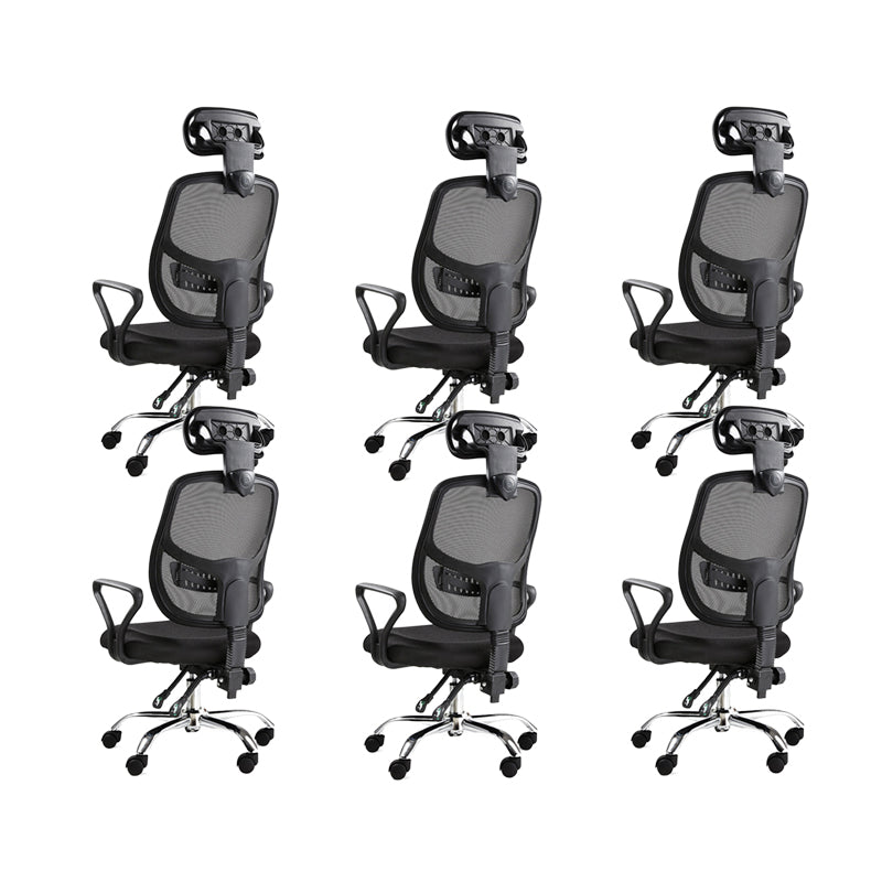 Modern Adjustable Seat Height Office Chair Fixed Arms Swivel Chair