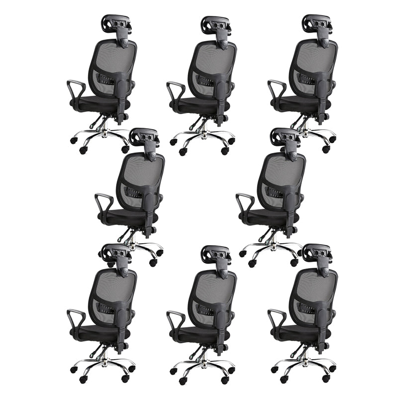 Modern Adjustable Seat Height Office Chair Fixed Arms Swivel Chair