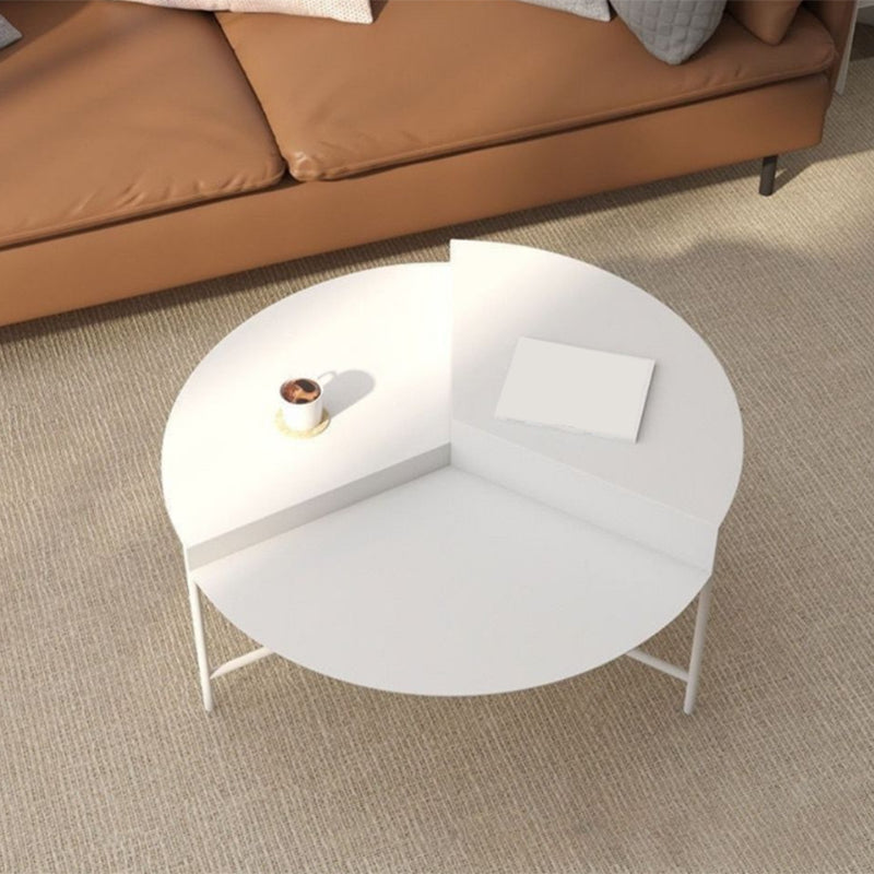 Geometric Metal Coffee Table Dia 27.6" 3 Legs Cocktail Table