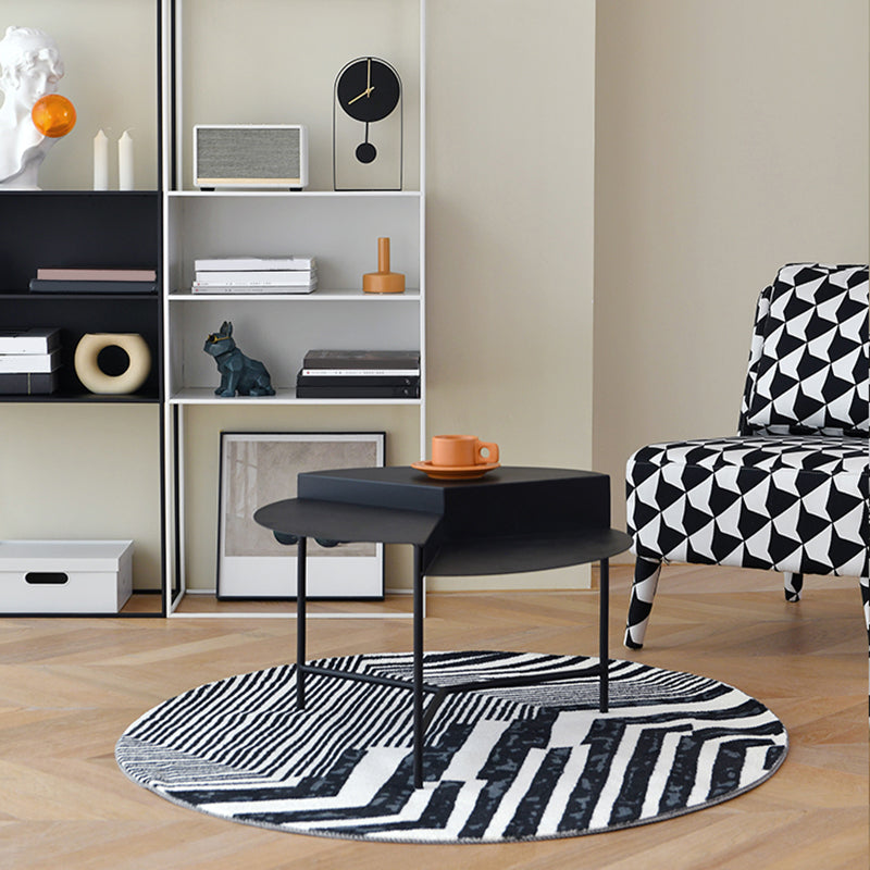 Geometric Metal Coffee Table Dia 27.6" 3 Legs Cocktail Table