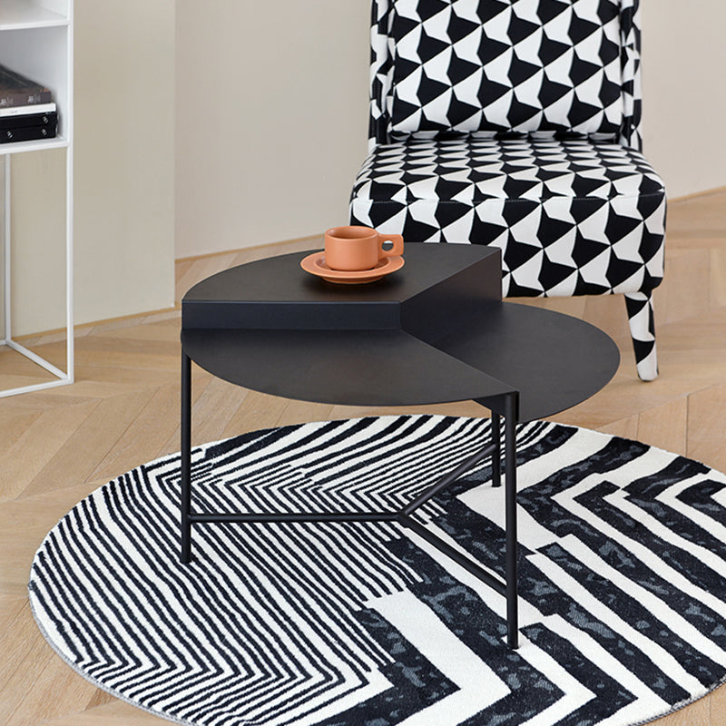 Geometric Metal Coffee Table Dia 27.6" 3 Legs Cocktail Table