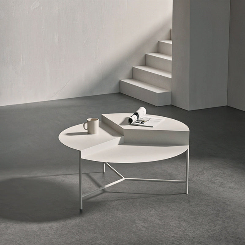 Geometric Metal Coffee Table Dia 27.6" 3 Legs Cocktail Table