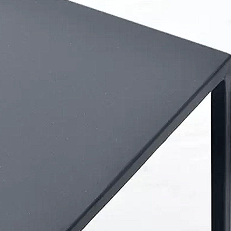 Black Finish Metal Rectangular Coffee Cocktail Table with Storage Shelf