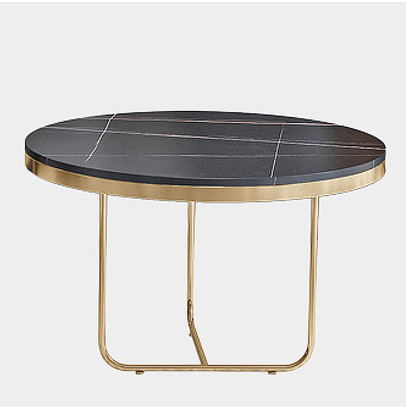 Luxurious Round Slate Top Coffee Cocktail Table in Black and White