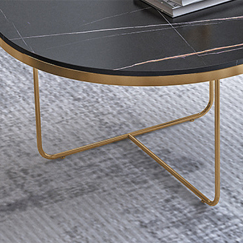 Luxurious Round Slate Top Coffee Cocktail Table in Black and White