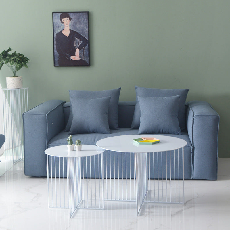 Mid-Century Modern Iron Coffee Table Metal Round Frame Cocktail Table