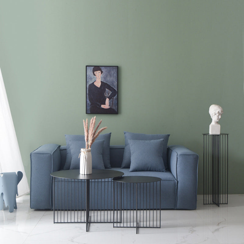 Mid-Century Modern Iron Coffee Table Metal Round Frame Cocktail Table