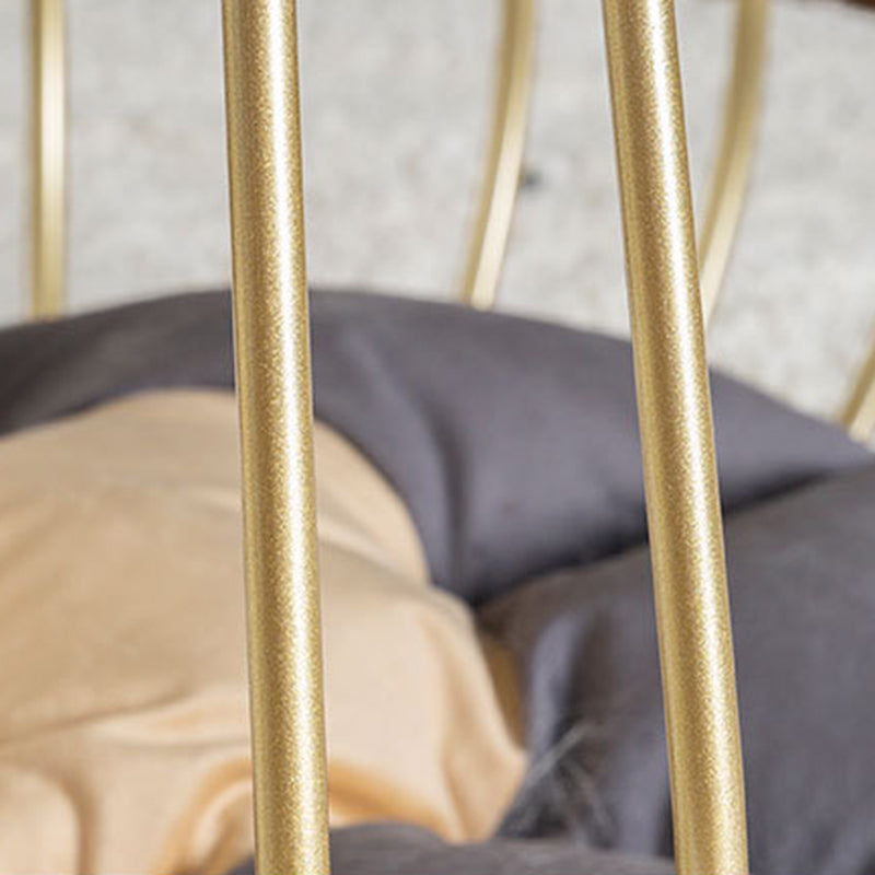 Glam Slate/Glass Top Coffee Table Dia 21.7" Frame Cocktail Table with Storage