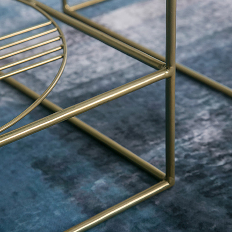 Brass Iron Frame Coffee Table Mid-Century Modern 17.7" W Square Cocktail Table