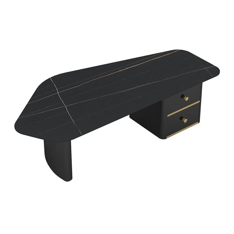 2 - Drawer Irregular Slate Coffee Table 15.7" H 1 Single Coffee Cocktail Table