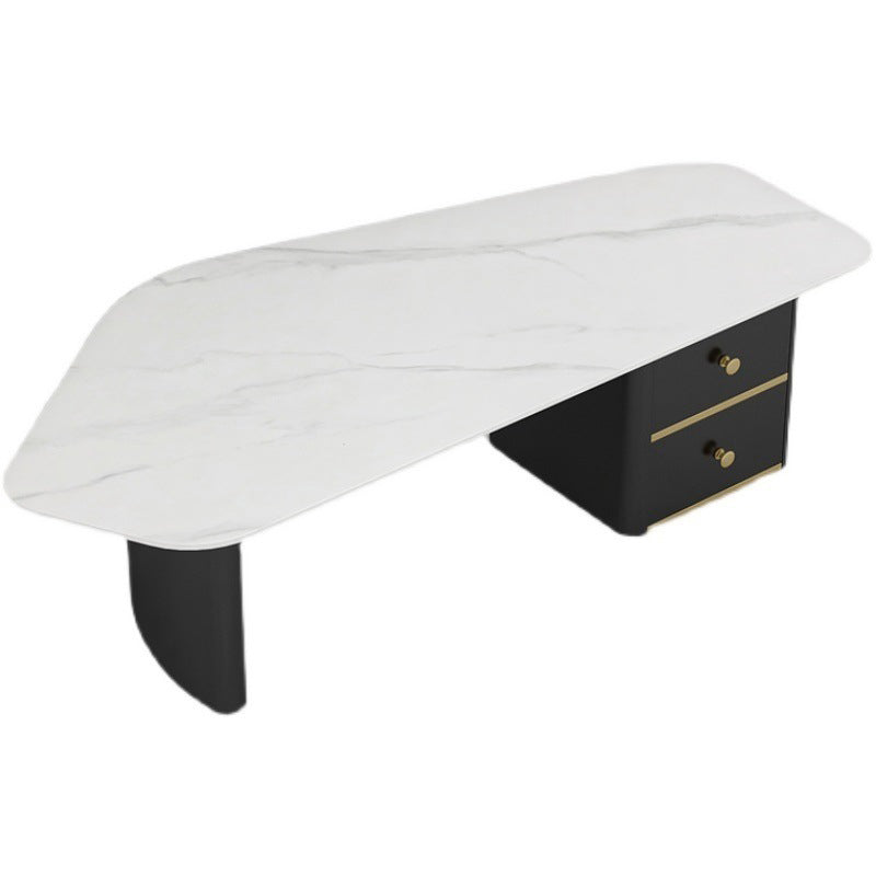 2 - Drawer Irregular Slate Coffee Table 15.7" H 1 Single Coffee Cocktail Table