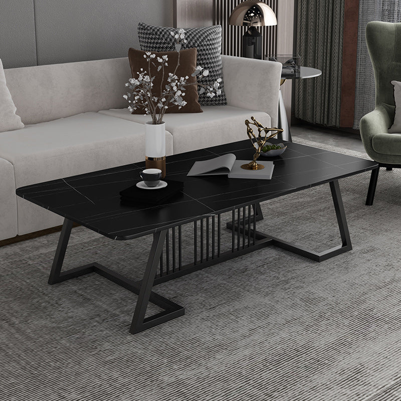 Rectangular Slate 1 Single Coffee Table 17.7-In High Frame Cocktail Table