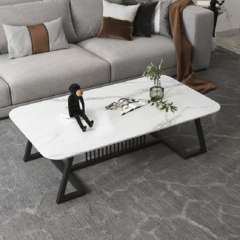 Rectangular Slate 1 Single Coffee Table 17.7-In High Frame Cocktail Table