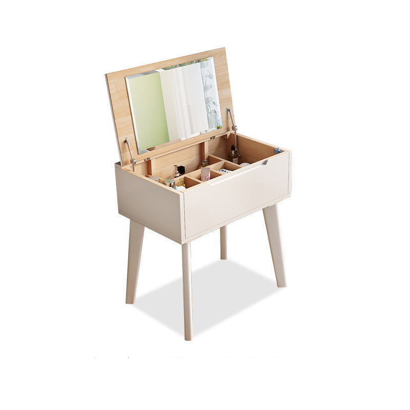 Solid  Wood Make-up Vanity Bedroom Flip-Top Dressing Table with Mirror