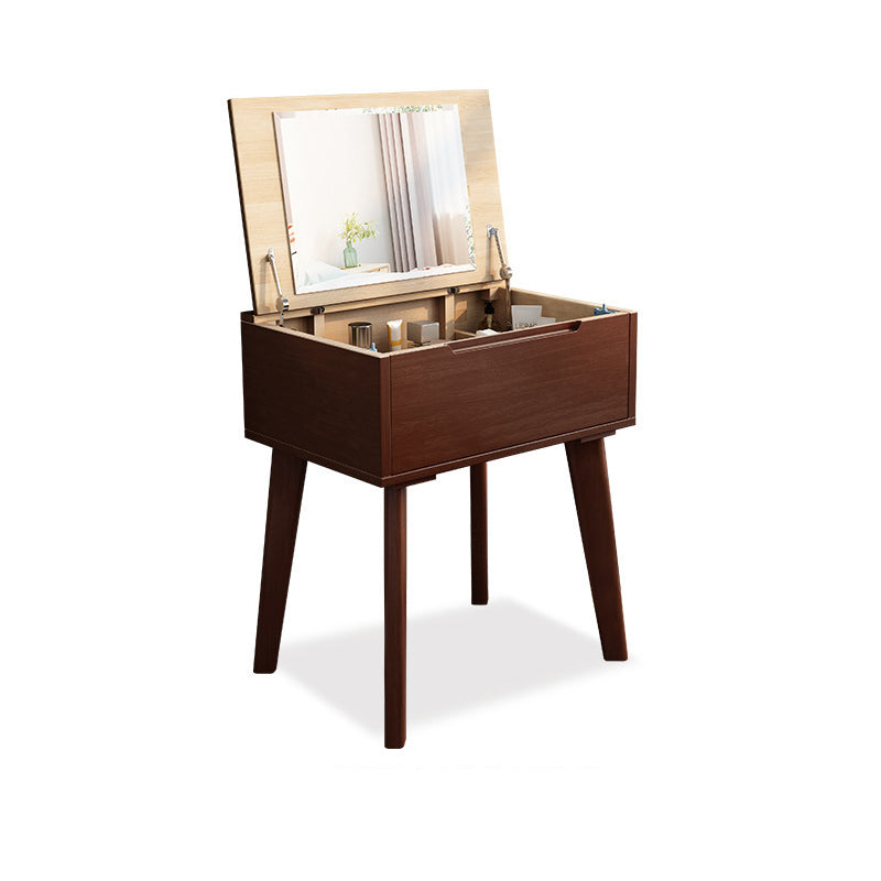 Solid  Wood Make-up Vanity Bedroom Flip-Top Dressing Table with Mirror