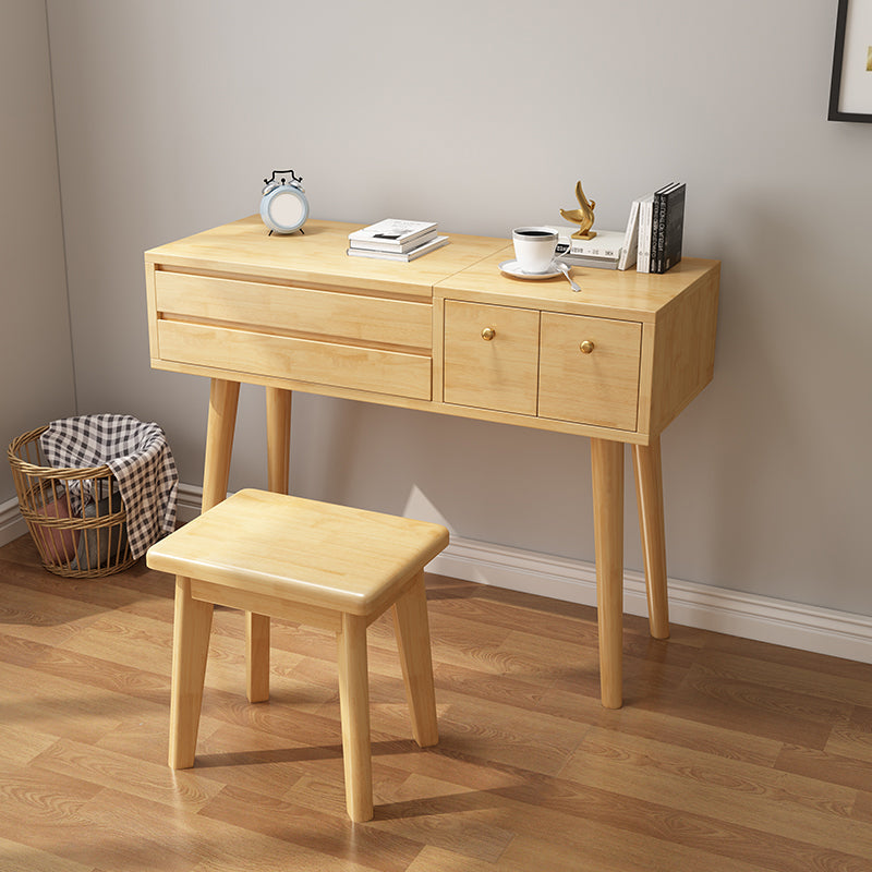 Modern 3-Drawer Solid Wood Vanity Makeup Table  Vanity Stool