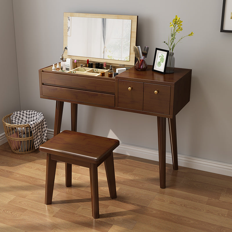 Modern 3-Drawer Solid Wood Vanity Makeup Table  Vanity Stool