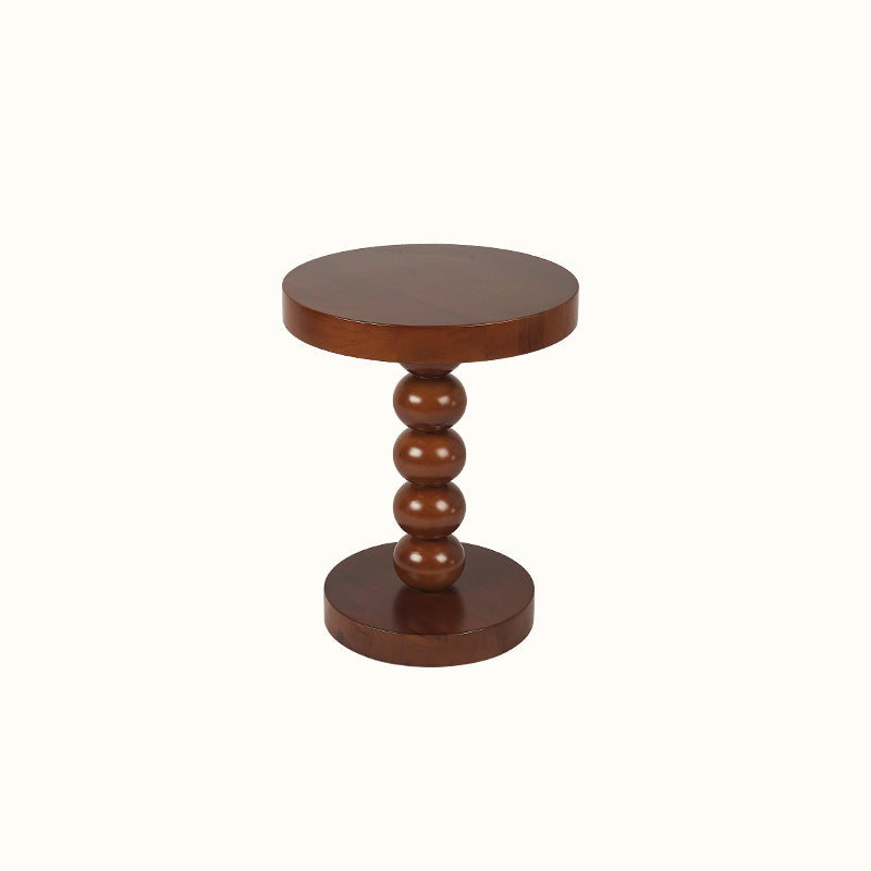 Round Solid Wood Side Table Scandinavian 20" Tall Pedestal End Table