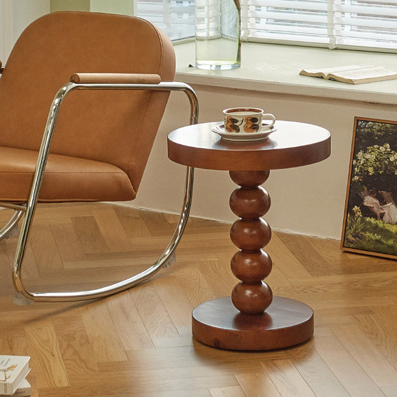 Round Solid Wood Side Table Scandinavian 20" Tall Pedestal End Table