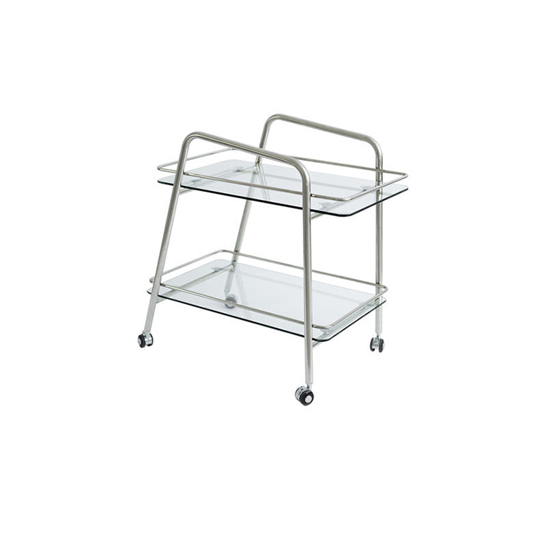 Modernistic Glass with Shelf Rectangular Double Tier Living Room Side Table