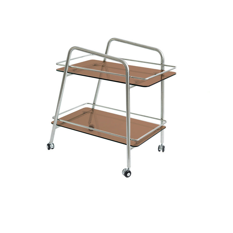 Modernistic Glass with Shelf Rectangular Double Tier Living Room Side Table