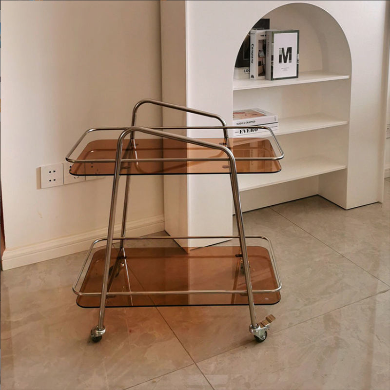Modernistic Glass with Shelf Rectangular Double Tier Living Room Side Table