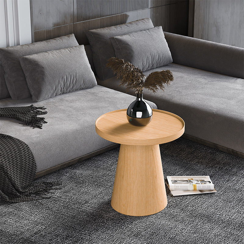 Contemporary Living Room Round Pedestal Solid Wood End Table