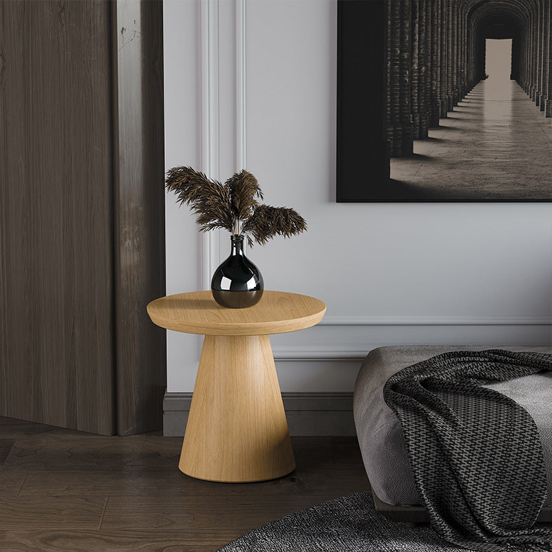 Contemporary Living Room Round Pedestal Solid Wood End Table