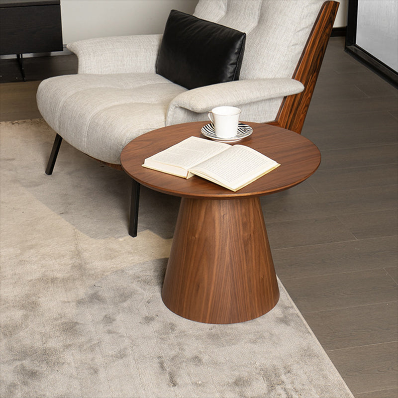 Contemporary Living Room Round Pedestal Solid Wood End Table
