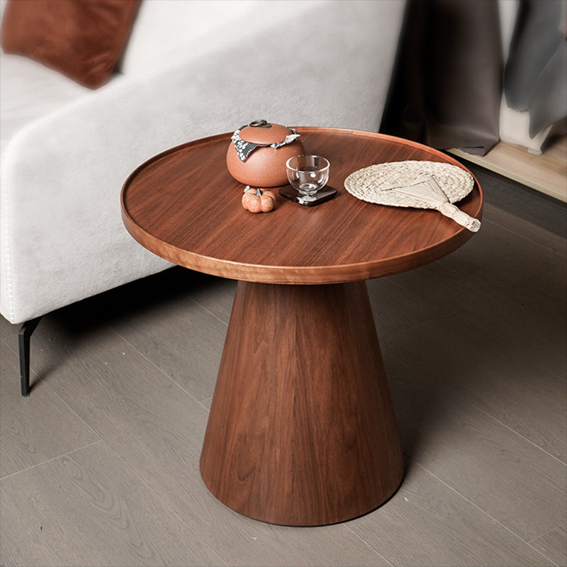 Contemporary Living Room Round Pedestal Solid Wood End Table