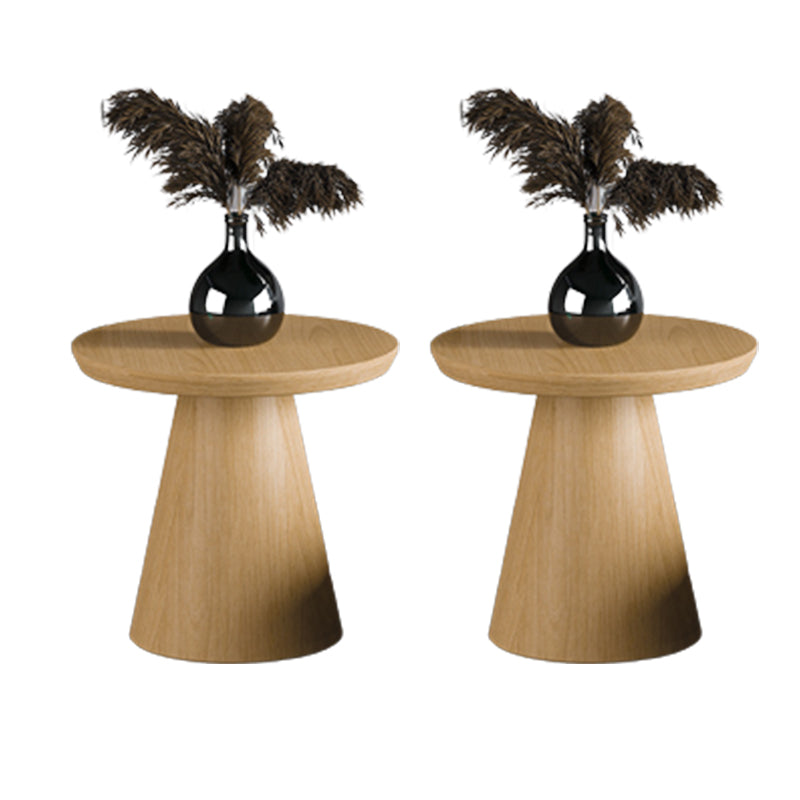 Contemporary Living Room Round Pedestal Solid Wood End Table