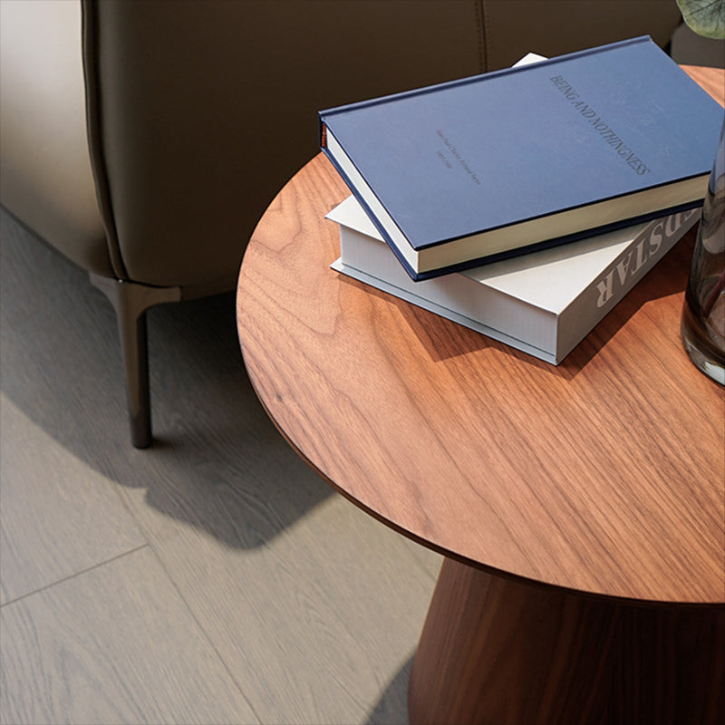 Contemporary Living Room Round Pedestal Solid Wood End Table