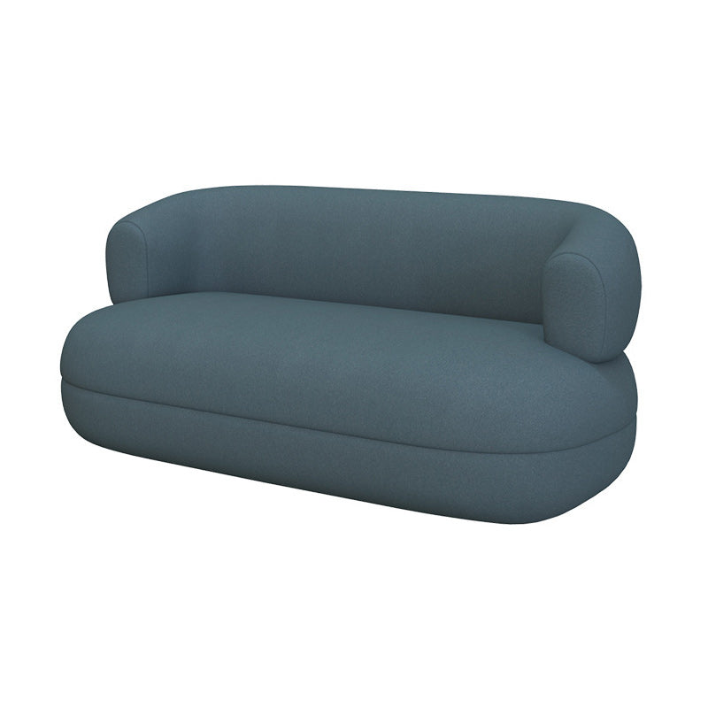 Contemporary Faux Leather Tuxedo Arm Curved Sofa for Living Room