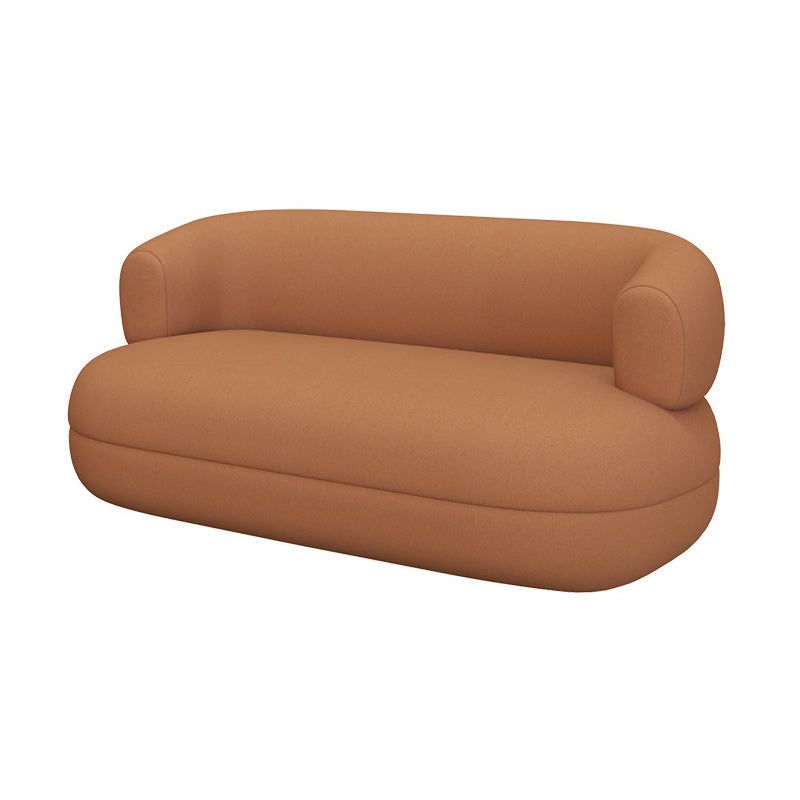 Contemporary Faux Leather Tuxedo Arm Curved Sofa for Living Room