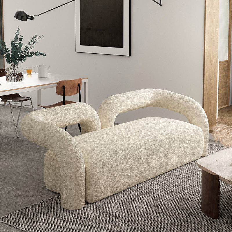 Contemporary White Sofa with Tuxedo Arm and Tight Back in Wool